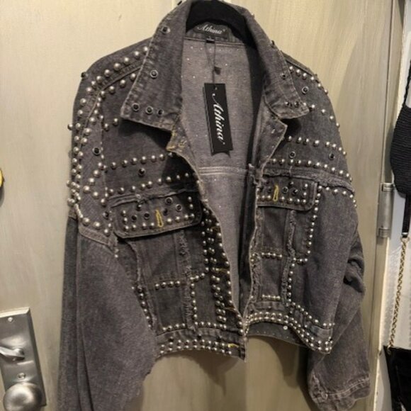 Vintage Style Studded Rivet Distressed Denim Punk Style Bolero / Cropped Jacket - Picture 8 of 16